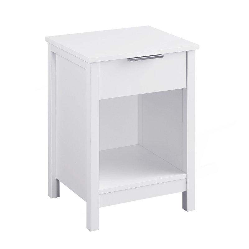 Table de chevet avec tiroir, table de bout avec tiroir de rangement et tablette, Blanc