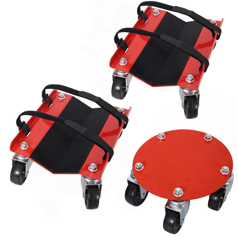 Glissade en V robuste pour motoneige avec roulettes pivotantes de 2,5 po et patin en caoutchouc protégeant les skis d'une capacité de 1 500 lb, couleur rouge