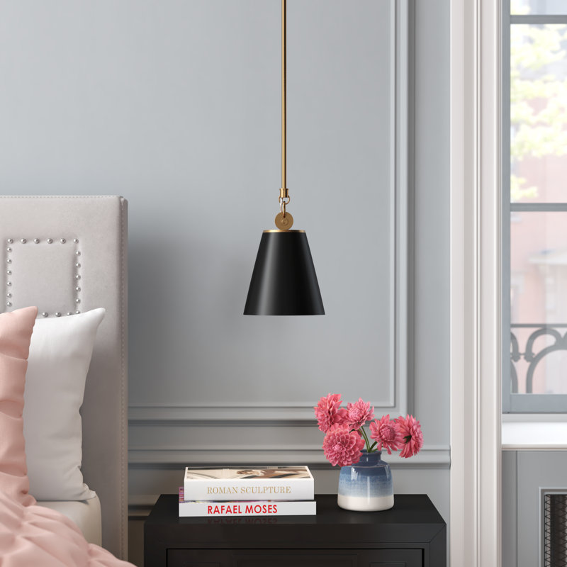 Gertie 1 - Light Brass Single Pendant, Black