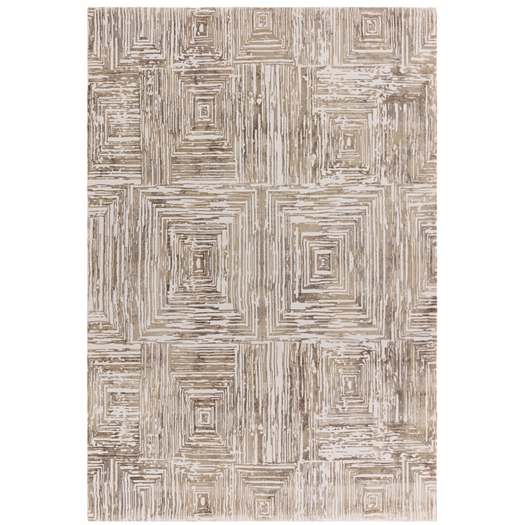 Brenetta Geometric Shapes Beige Area Rug
