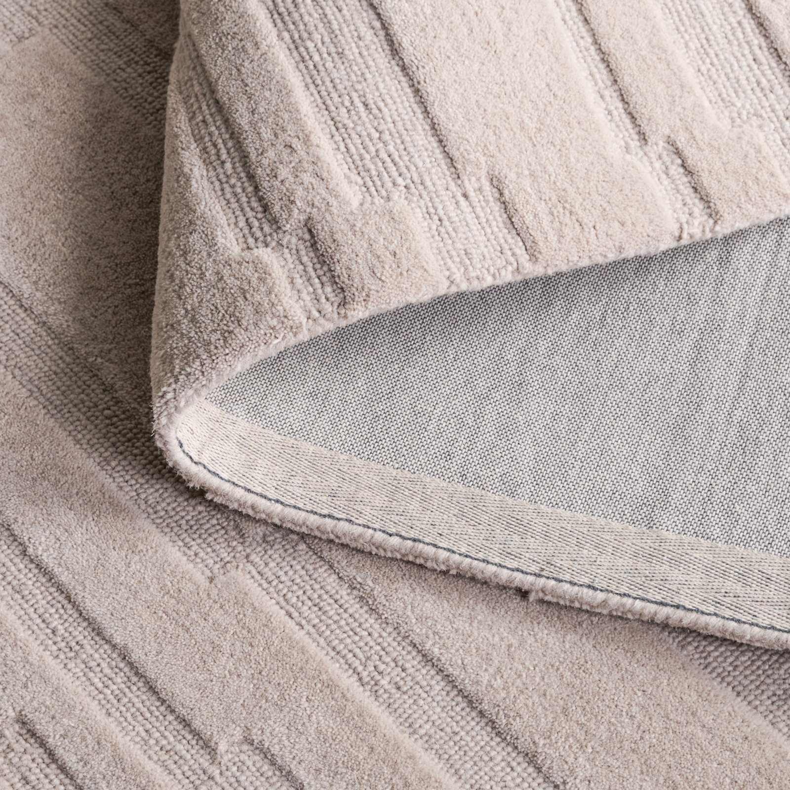 Elona Beige Hand-Tufted Wool Rug, Square 6'