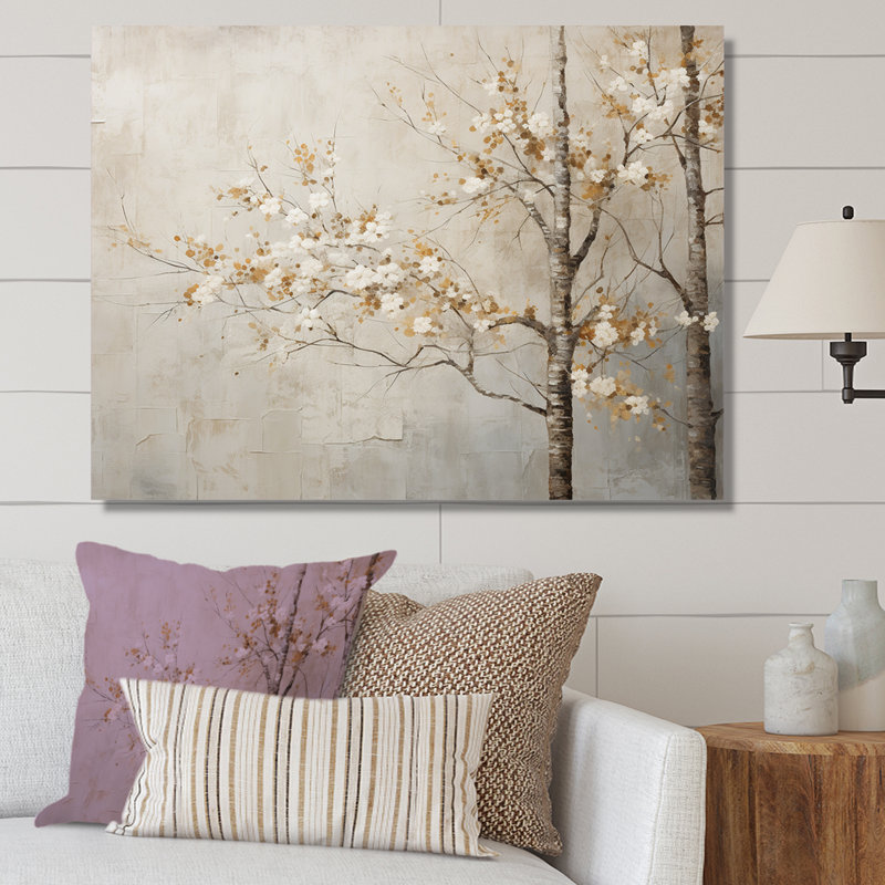 Harmonisation des arbres beiges III sur toile, H 12 po x l 20 po x P 1 po, Toile tendue