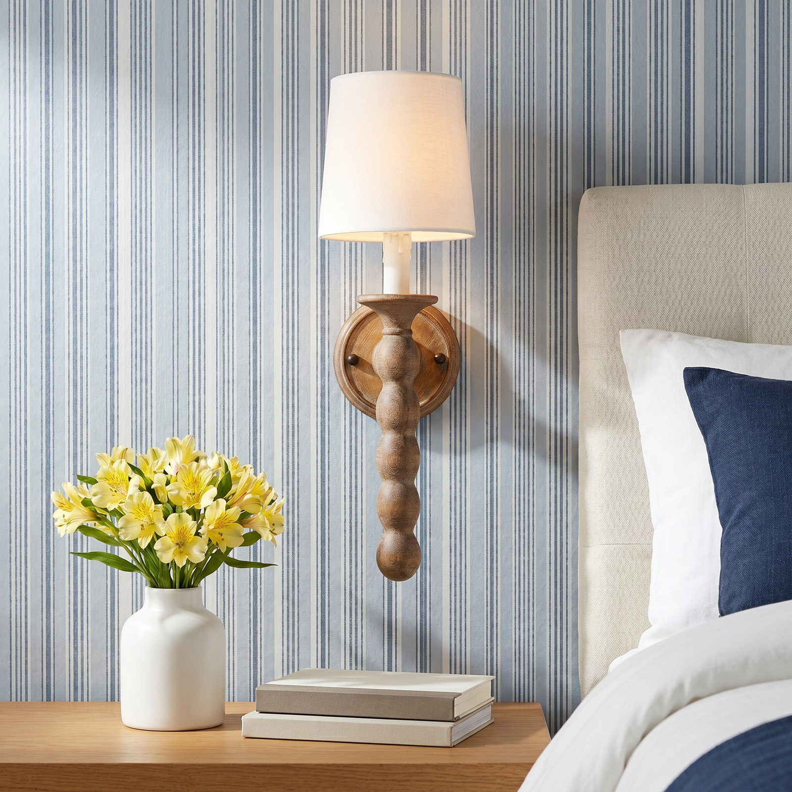 Coastal Luxe Single Light Wallchiere, Brown Genuine Leather