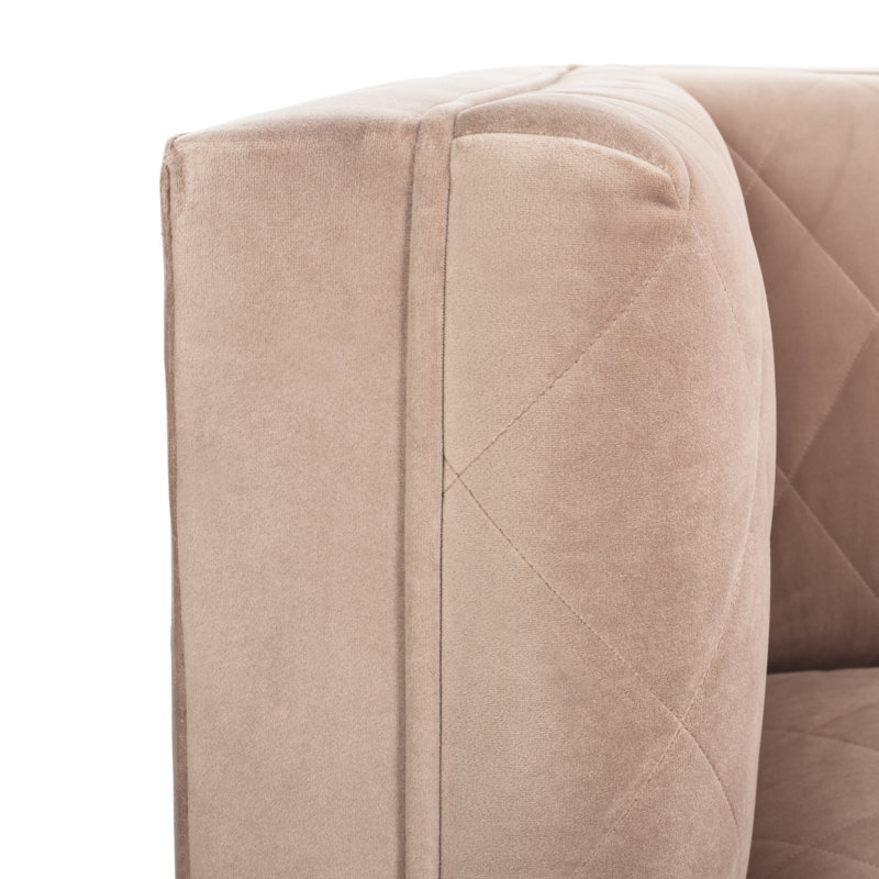 Paul Mauve Solid Fabric Sofa with Down Fill Cushions and Gold Legs