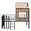 Lit mezzanine en métal avec toit, fenêtre, garde-corps et échelle