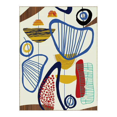Multicolor Abstract Shapes Patterned Woven Base Modern Decorative Washable Rug