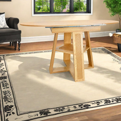 Table de salle à manger extensible moderne avec rangement en noyer