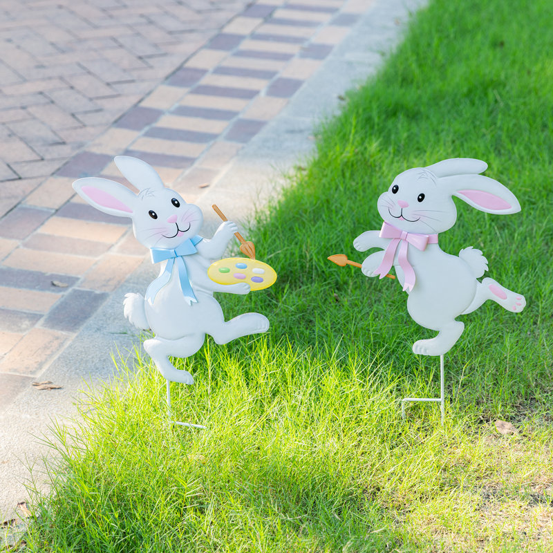 Piquet de lapin de Pâques en métal
