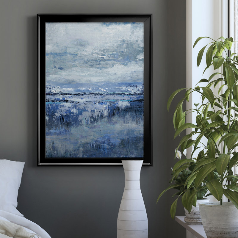 Indigo côtier - Peinture sur toile encadrée, Noir, H 18,5 po x l 24,5 po x P 1,5 po