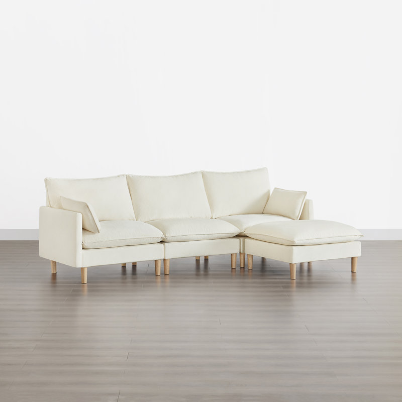 Canapé modulaire rembourré avec repose-pieds 107 po Clegg, Polyester beige