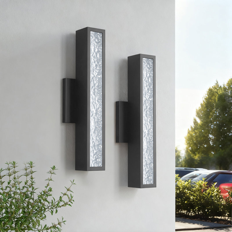 Applique murale d'extérieur à 1 lumière en cristal de fer noir à DEL 15,4 "H Dimmabgle