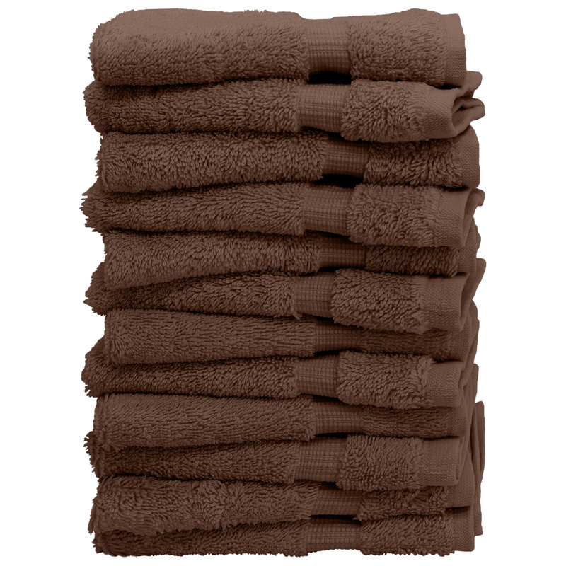 100% Cotton Washcloth Towel Set, Cocoa