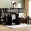 Lit mezzanine avec escalier, bibliothèque, tiroirs, bureau et garde-robe pour et pour les adolescents - Pleine grandeur dans un luminaire d'espace-2041316405-2041316411