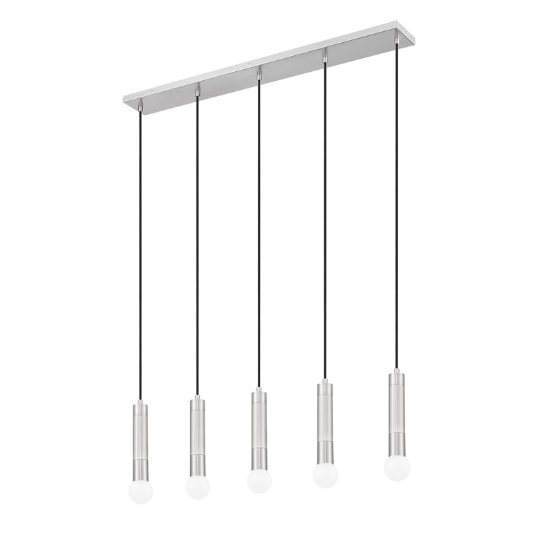 Lustre linéaire moderne Lipman, 5 lumières, Nickel brossé