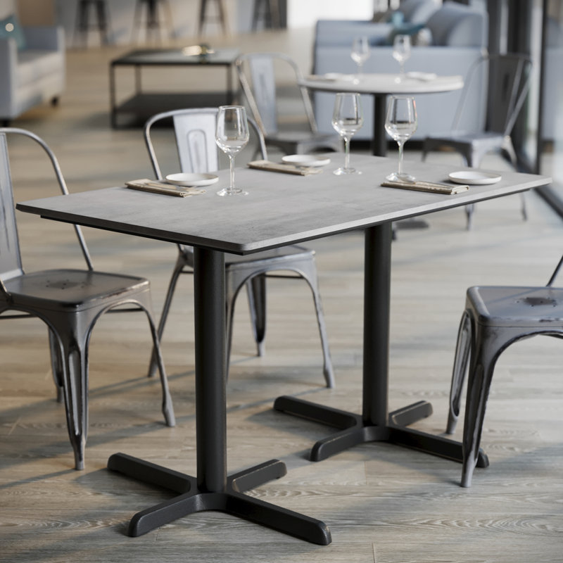 Commercial Seamless Surface Tabletop with Table Height Crisscross Base, Gray