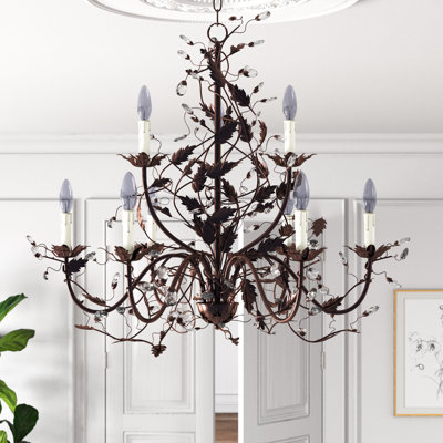 Mair 29" W 9-Light Crystal Tiered Chandelier