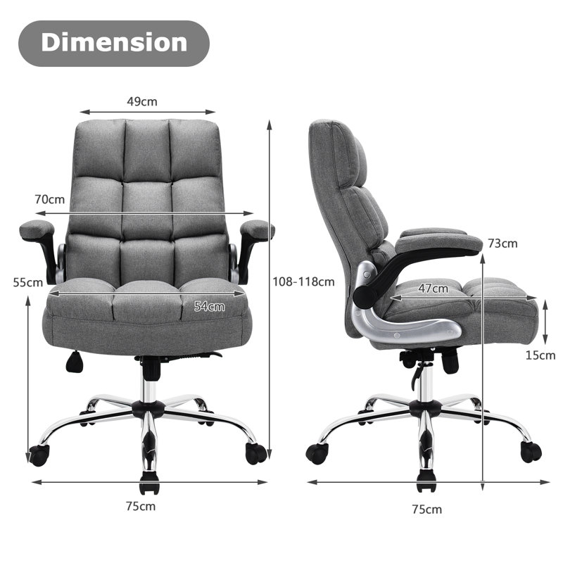 Gheorghe Linen Desk Chair, Grey