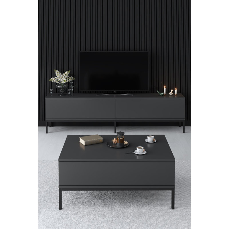 Table basse rectangulaire à pieds en métal