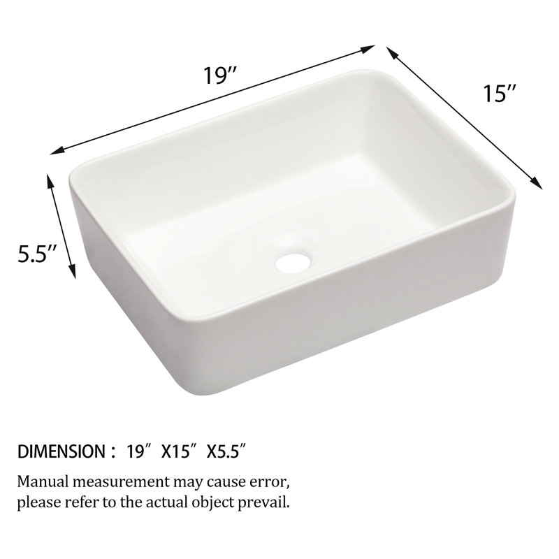 Lavabo de salle de bain en céramique 48 x 38 cm - Élégant et robuste, à faible absorption d'eau, texture lisse, style contemporain blanc, facile à nettoyer