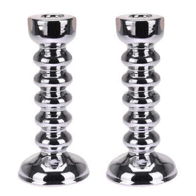 Metal Look Ceramic Candlestick