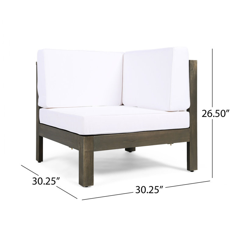 White Chair For Corners - Wood Structure, Cushion With Liquid And Stain Resistance Corner Lounge In Water- Upholstery, 30.53w X 30.53d 26.92h