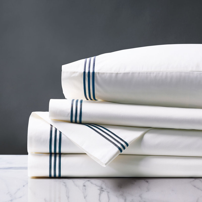 Ensemble de draps en percale de coton de qualité égyptienne à densité de tissage 200 fils Barclay Butera