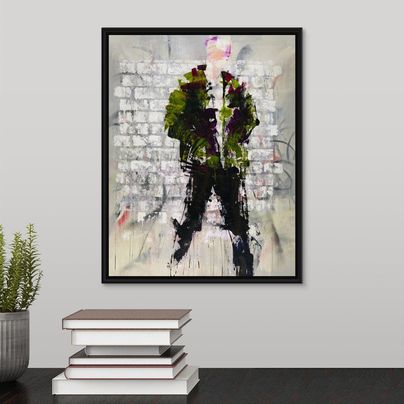 « cool metropolitan », peinture sur toile, H 21,7 po x l 17,7 po x P 1,75 po, Cadre flottant noir