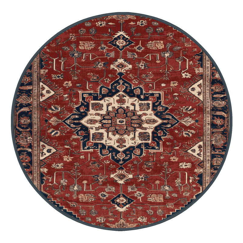 Tapis brun lavable à la machine, Rond 6 pi