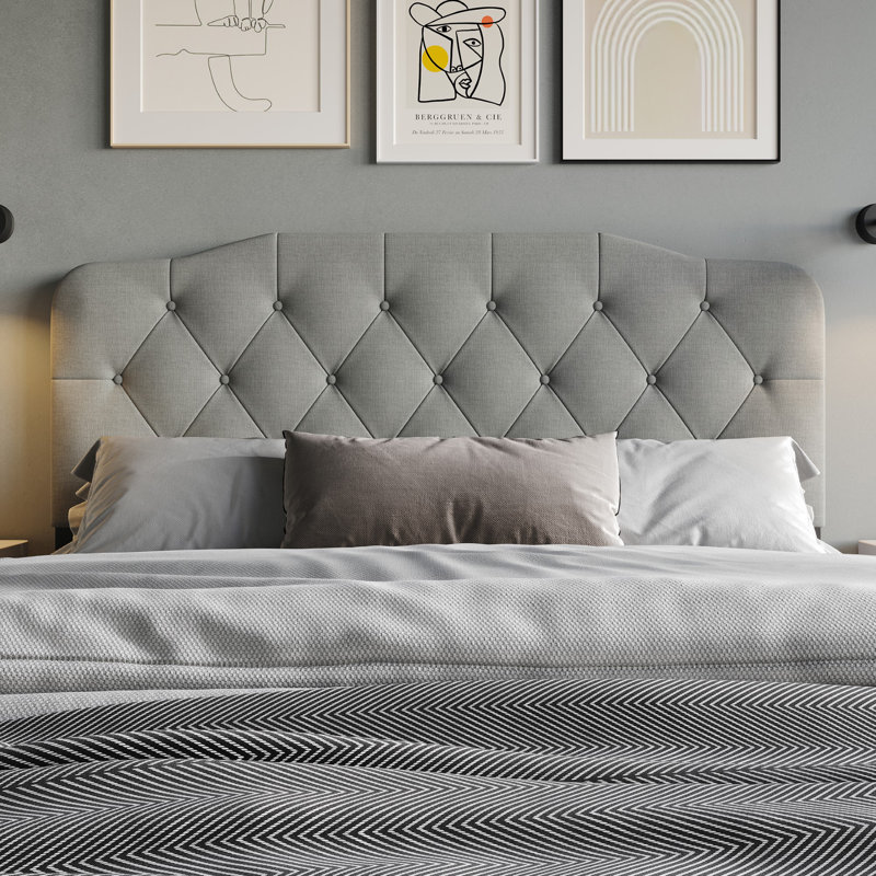Tête de lit tapissier Raichelle, Gris clair, Grand