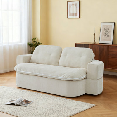Canapé-lit moderne avec 2 coussins, canapé-lit convertible en tissu de chenille et rembourré de mousse, aucun assemblage requis, le coussin convertible se déplie en courtepointe, matelas pliant pour le salon et la salle de jeux