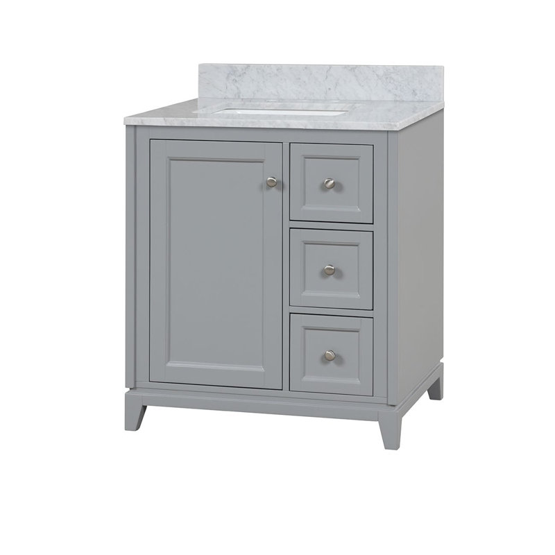 Atwell 29.13'' Single Bathroom Vanity with Carrara Marble Top, Gray