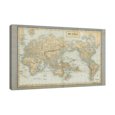 «The World Map Neutral» par Wild Apple Portfolio - impression sur toile tendue