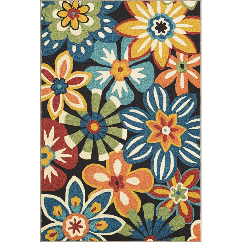 Tapis multicolore à motif abstrait multicolore à motif floral abstrait et lavable à la machine