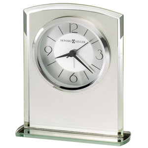 Glamour Modern Analog Quartz Alarm Tabletop Clock in Glass