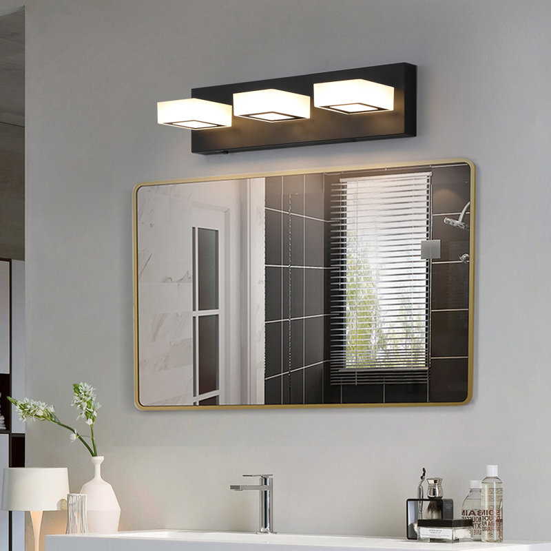 Luminaires de meuble-lavabo modernes pour salle de bain avec miroir 3 pièces, 3