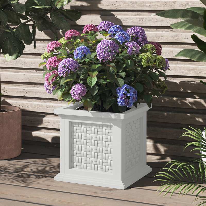 Boîte à fleurs en faux rotin 14,65 po Pure Garden, blanc, Blanc