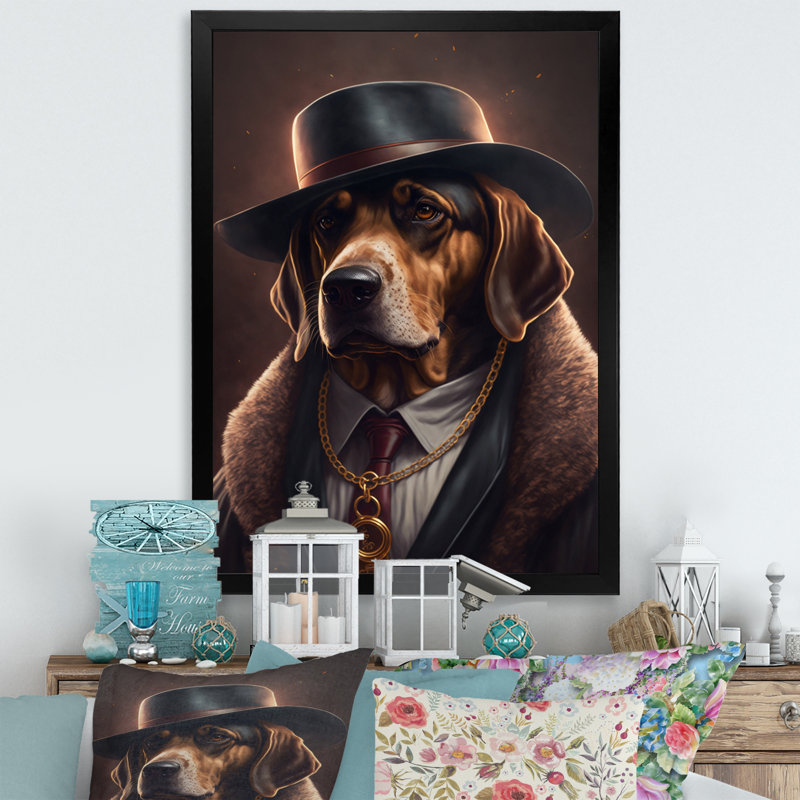 «Mafia Dog II», reproduction sur toile, Cadre photo noir, 20" H x 12" W x 1" D