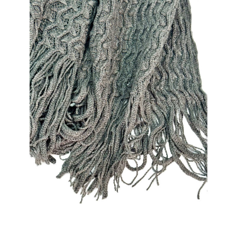 Jeté tricoté à motif de vagues ondulées ivoire antique 50 x 60 pouces, Gris