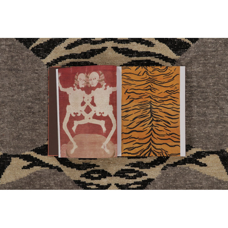 Rug & Kilim’S Distressed Tiger Rug In Taupe-Brown With Beige And Black Pictorial