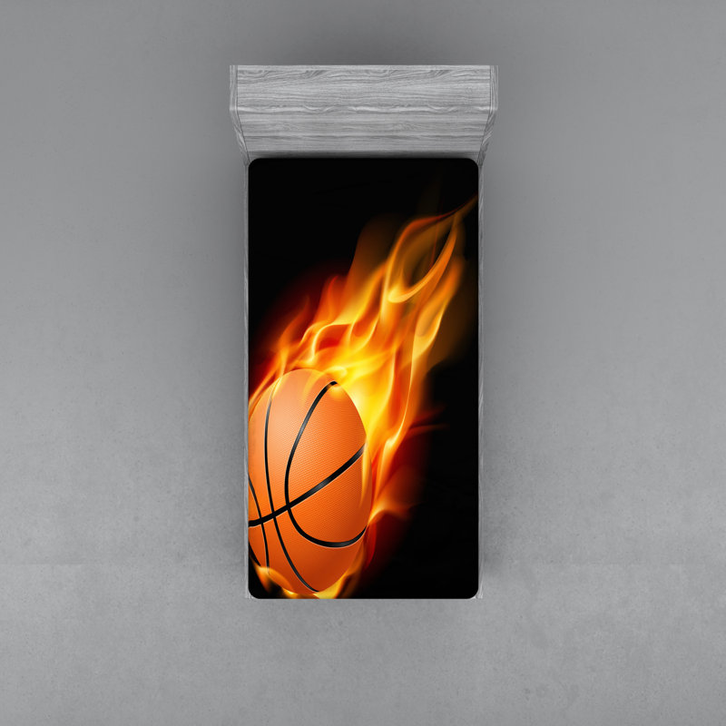 Fiery Basketball Microfibre Jersey Knit Fitted Sheet, European Single (90 x 200cm)