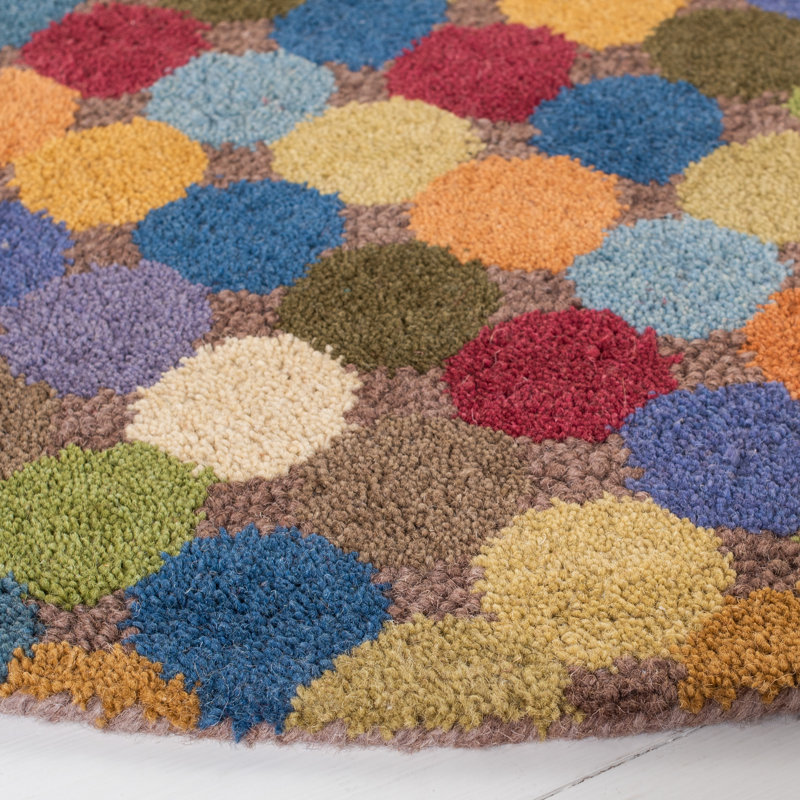 Tapis multicolore en laine touffeté à la main Candelo, Carré 6 pi