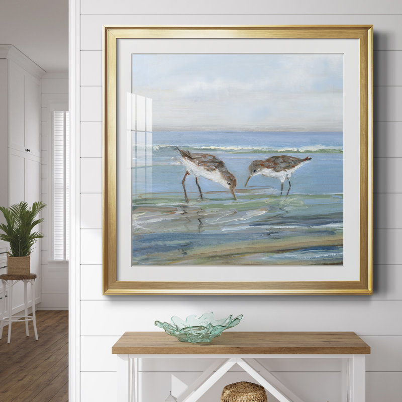 Seabird Beach II - peinture encadrée, Toile avec cadre doré, H 30,5 po x l 30,5 po x P 1,5 po