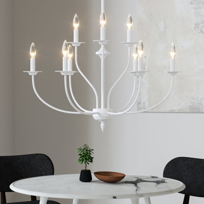 Maroneia 9-Light Dimmable Metal Two-Tier Candle Style Chandelier with Adjustable