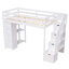 Lit mezzanine simple avec tiroirs et tiroirs de rangement, lit mezzanine en bois avec tablettes - blanc