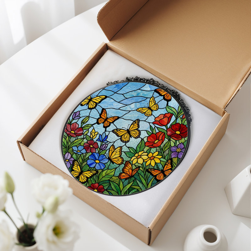 Vitrail de jardin en verre coloré 12 "H, H 12 po x l 12 po