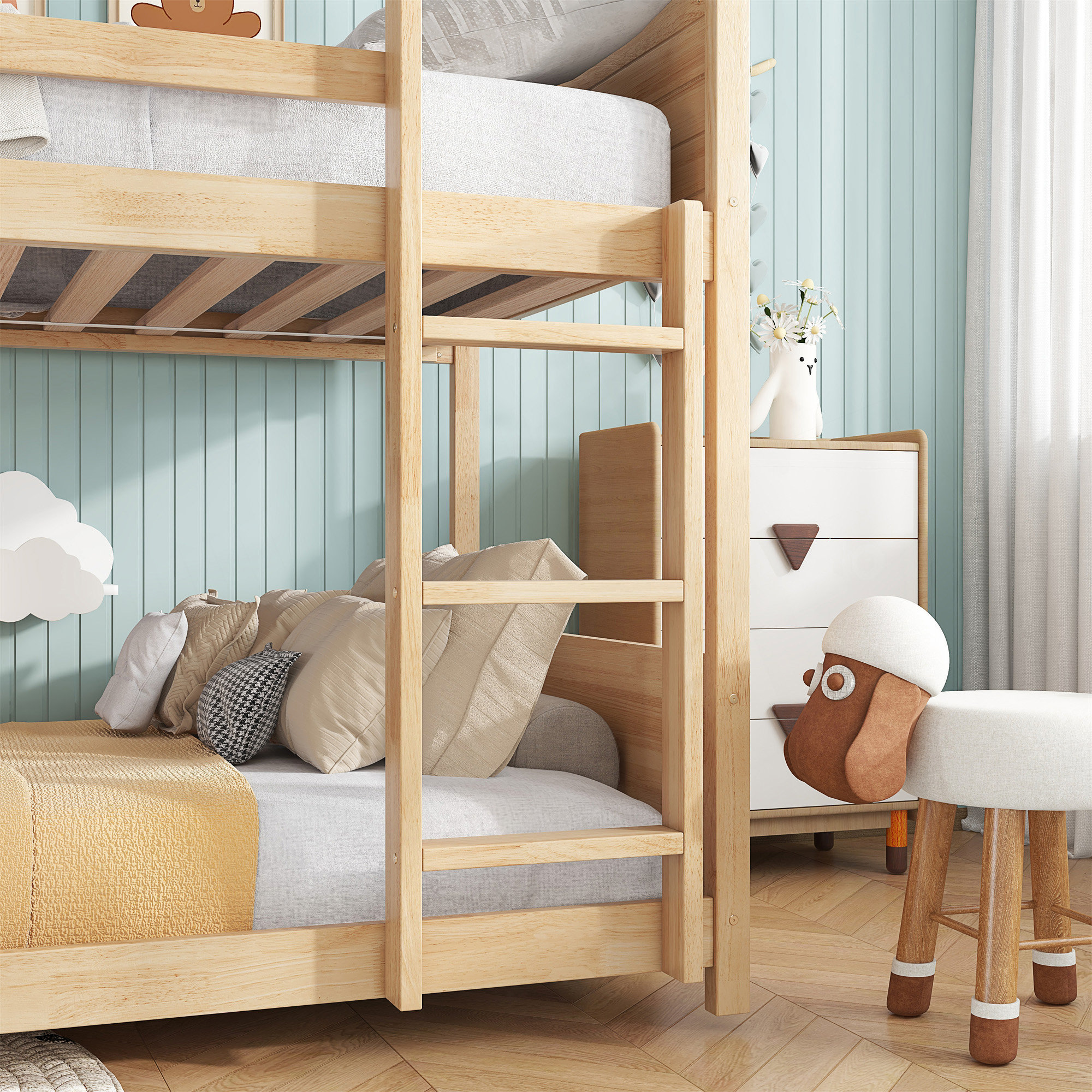 Union Rustic Twin Over Twin House Floor Bunk Bed With Headboards ...