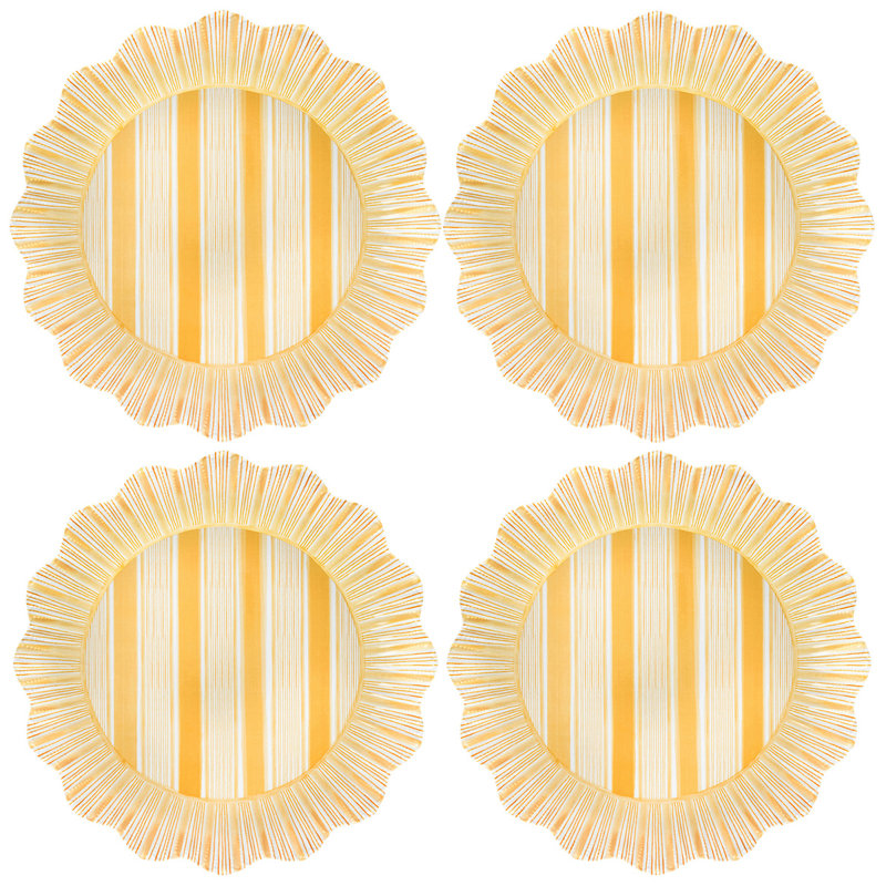 Cabana Stripe Melamine Dinner Plates, Sunshine