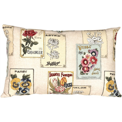 Vintage Seed Packet Throw Pillow
