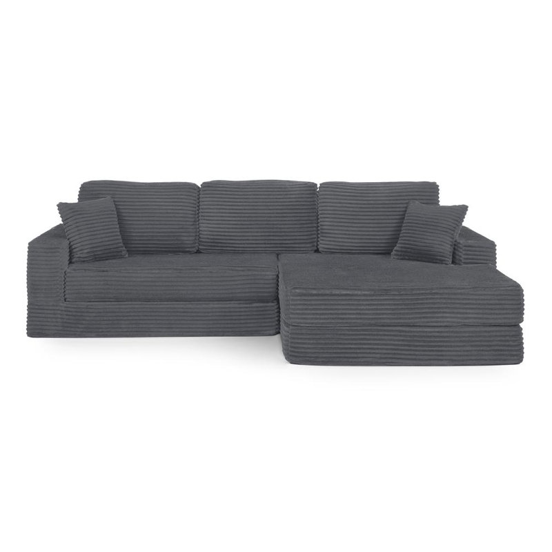 Sectional Sofa (Gray), Gray Corduroy