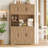 Hempel 70.9"H Kitchen Pantry With Charge Station, 55.1"W Farmhouse Style Pantry Cabinet with Microwave Shelf & Adjustable Shelves-188759883